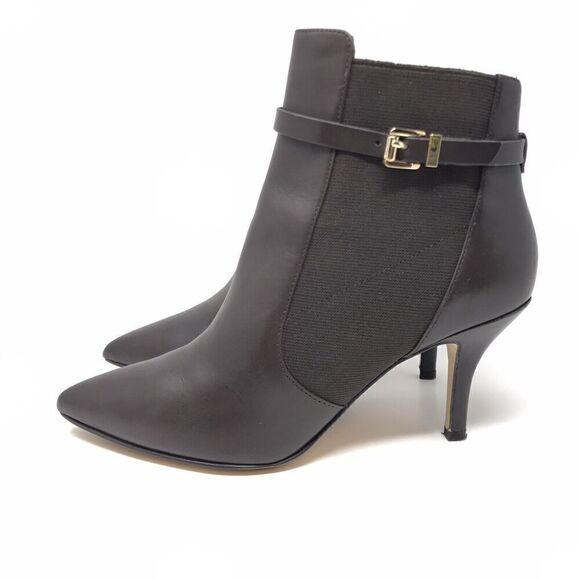Michael Kors Chocolate Brown Soft Leather Woods Ankle Pointed Toe Booties Size 7 - Picture 6 of 14